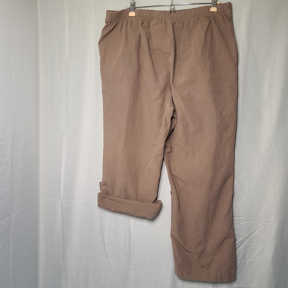 Northern Reflections Villager Pants Women XL Brown Cotton Roll Tab Elastic Waist